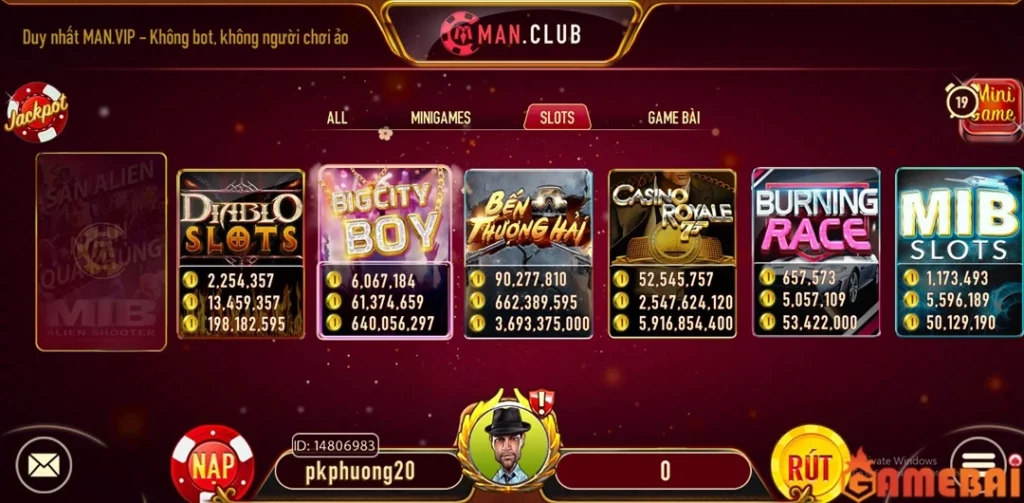 Game slot đổi thưởng Manclub có nhiều chủ đề